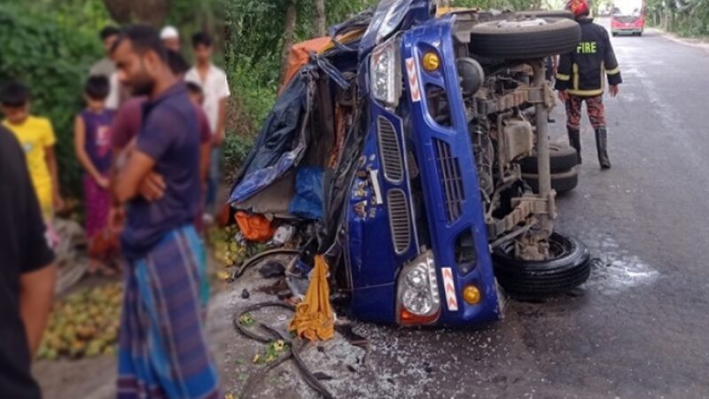আমবোঝাই পিকআপকে পেছন থেকে ধাক্কা, চালকসহ নিহত ২