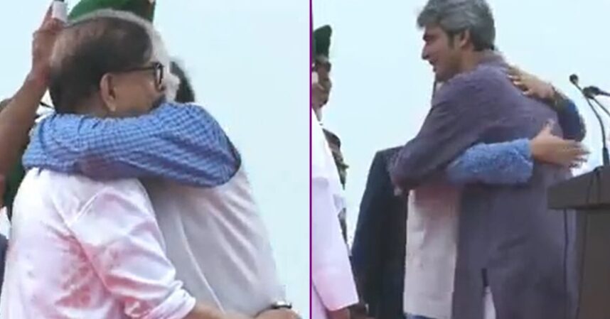 ঘোষণাপত্র পাঠ শেষে নেতাদের সঙ্গে বুক মেলালেন প্রধান উপদেষ্টা