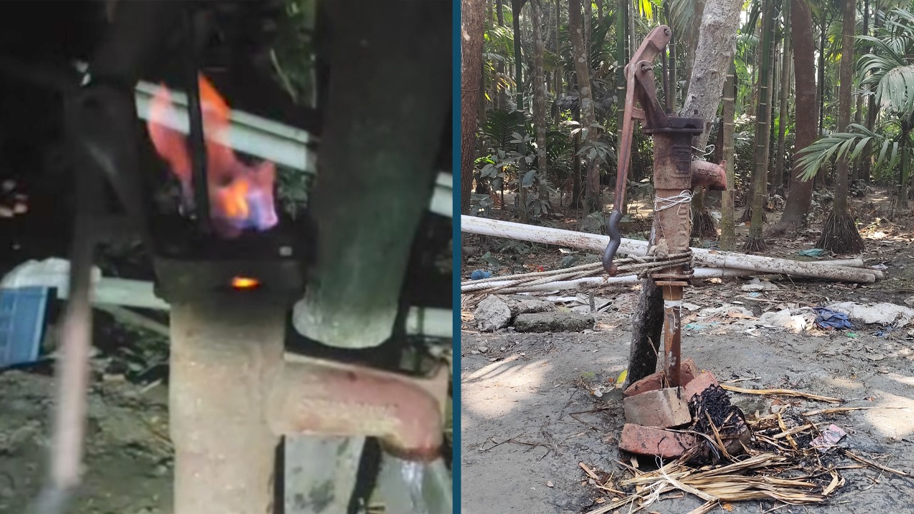 ভোলায় টিউবওয়েল চাপলেই বের হচ্ছে গ্যাস