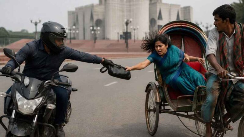 সংসদ ভবনের সামনে ব্যাগ ধরে টান, রিকশা থেকে পড়ে শিক্ষিকার মৃত্যু