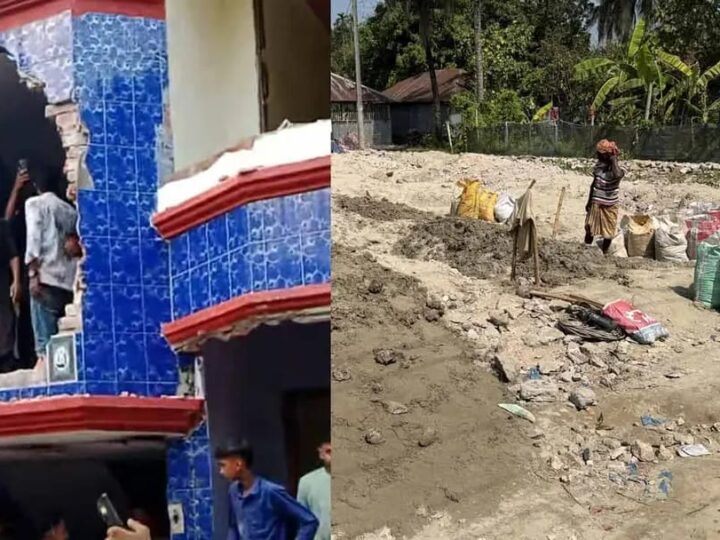 গুঁড়িয়ে দেওয়া হয়েছে দোতলা বাড়ি, এবার তুলে নেওয়া হচ্ছে মাটিও