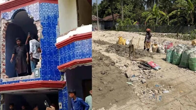 গুঁড়িয়ে দেওয়া হয়েছে দোতলা বাড়ি, এবার তুলে নেওয়া হচ্ছে মাটিও